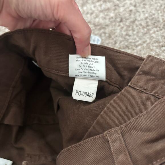 Suk Workwear Women’s Pants Umber Brown Sz 10 Raw Hem Wide Leg Construction - Picture 13 of 16